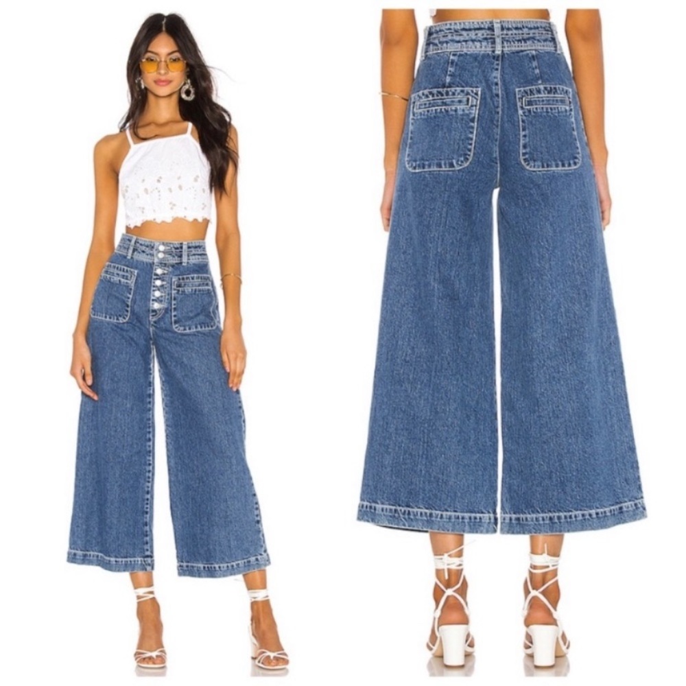 NWT Free People Colette Wide Leg Crop Capri Jeans